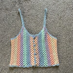 Colorful Striped Crochet Crop Top